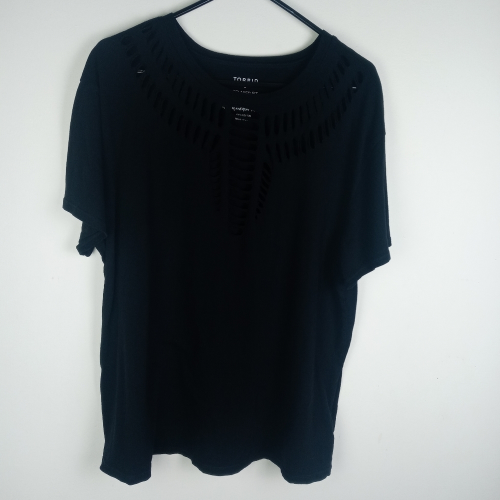Torrid Relaxed Fit Vintage Cotton Jersey Slash Yoke Sleeve Tee Size 2X